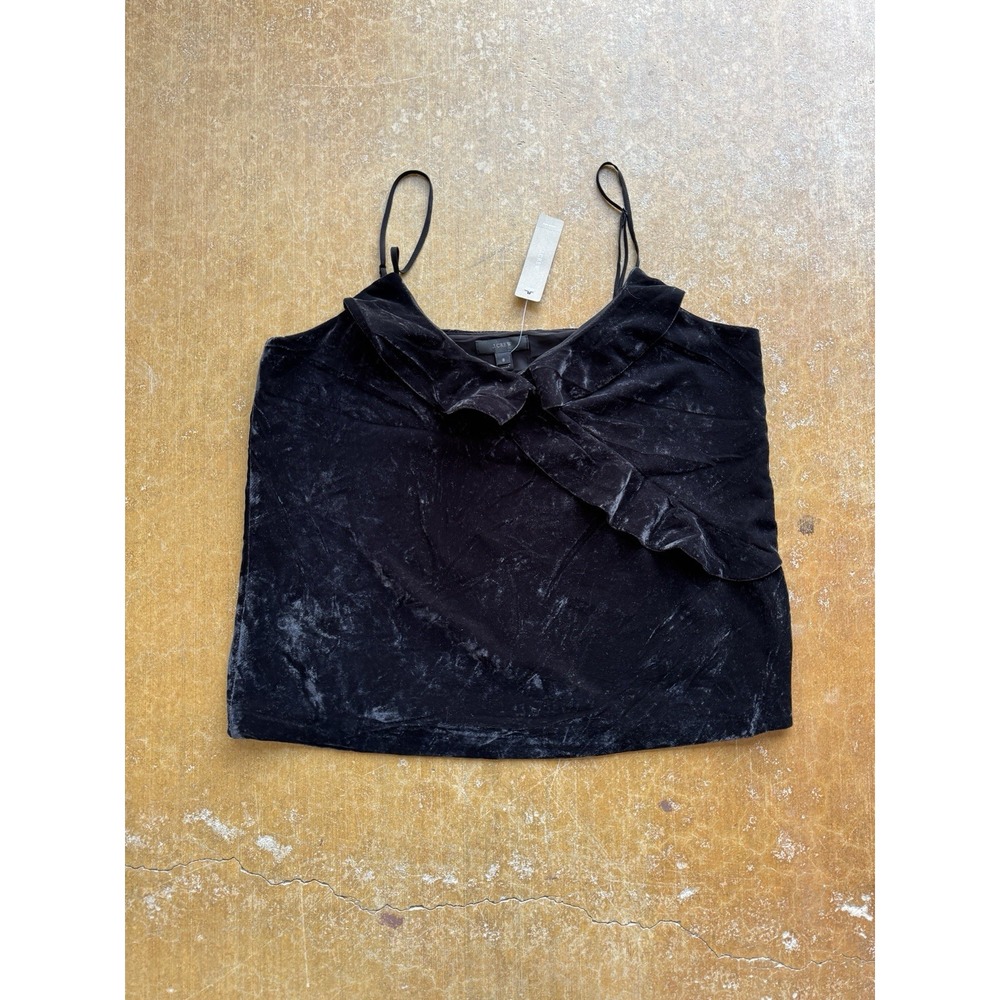 J Crew Velvet Black Blouse Cami Tank Top H2213 Womens 8 Medium NEW